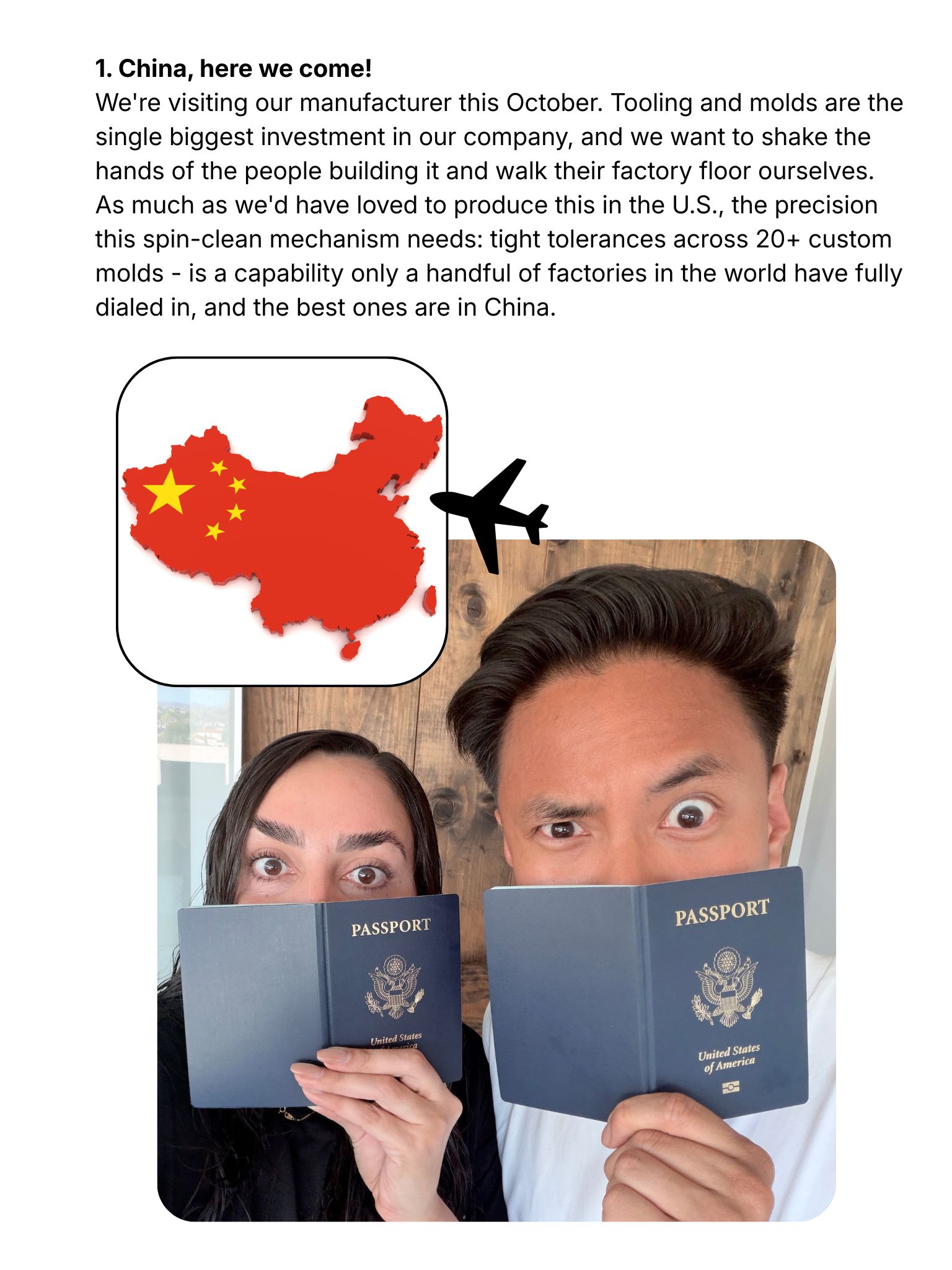 China, here we come - visiting our manufacturer this October to walk the factory floor in person