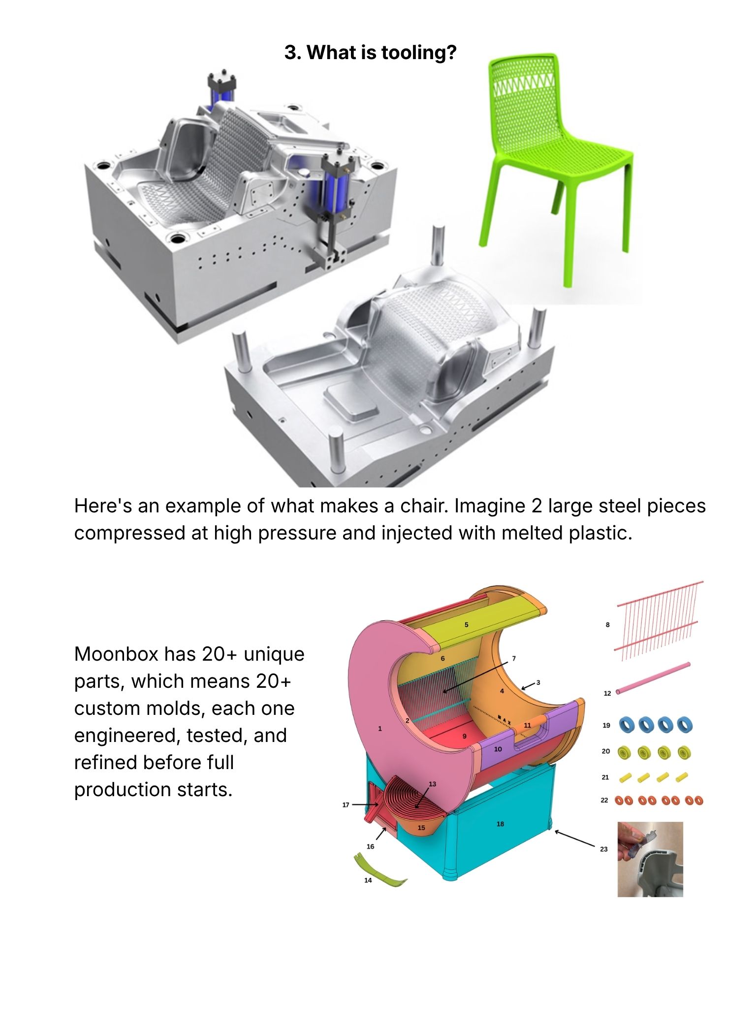 What is tooling - injection mold example and Moonbox's 20+ custom molded parts