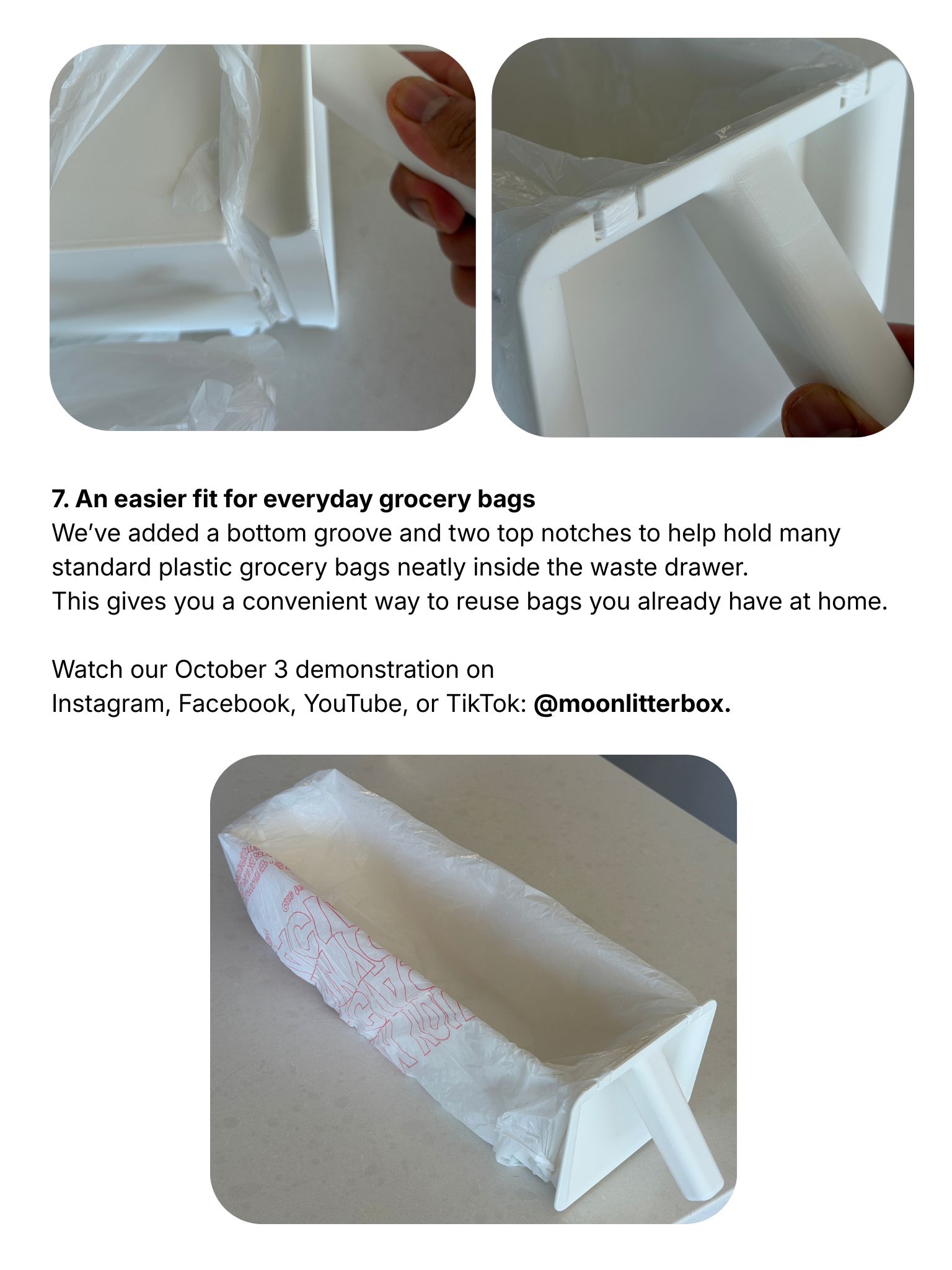 An easier fit for everyday grocery bags in the waste drawer